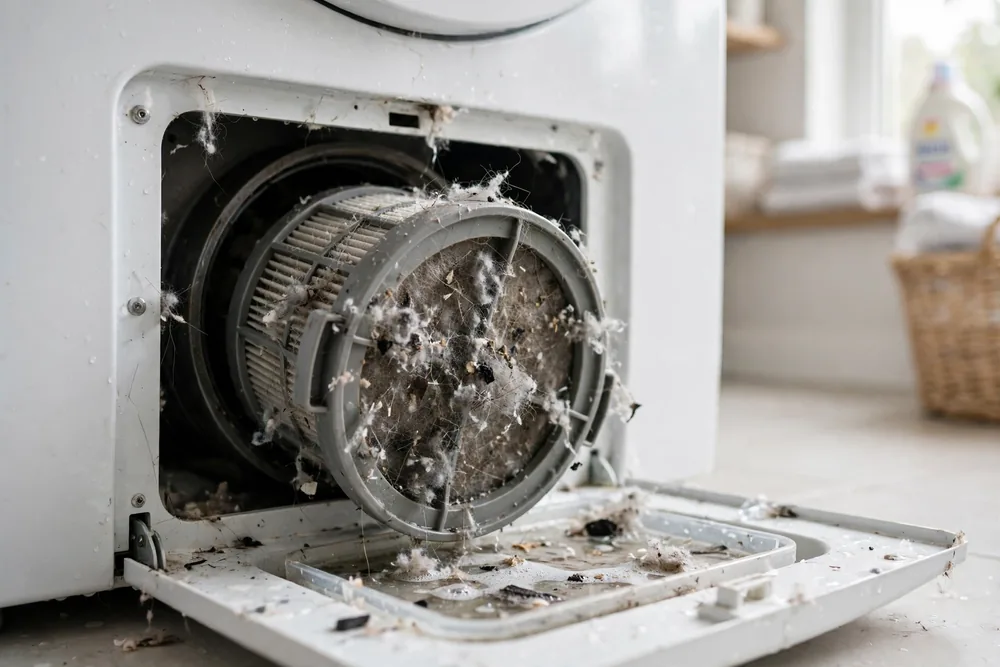 Clogged drain pump filter causing washer error codes Abilene TX