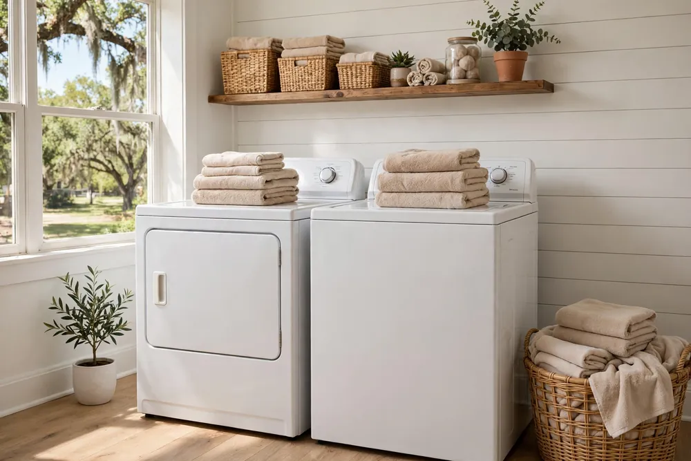 Clean laundry room with a washer and dryer in Abilene, TX